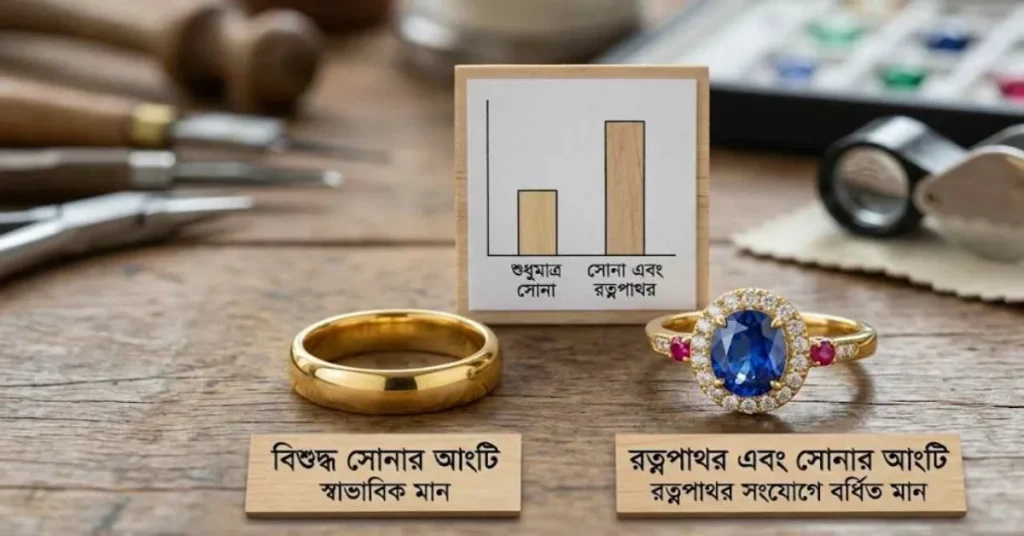 রত্নপাথর এবং সোনার সংমিশ্রণে দামের পার্থক্য